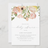 モダンピンクレモネード春のベイビーシャワー 招待状 (正面)