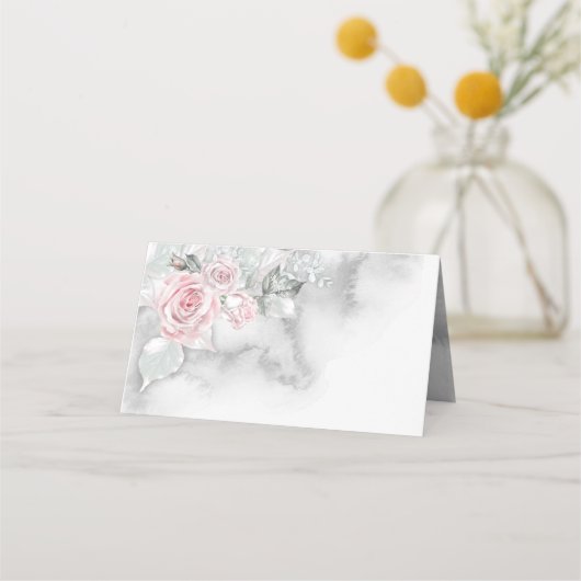 モダンピンクロエレガントーズバイベアフットブライド™ プレイスカード (裏面)