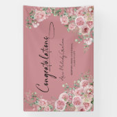 モダンピンクローズ 卒業おめでとう バナー 横断幕 (縦)