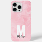 モダンピンク大理石の水彩モノグラム Case-Mate iPhoneケース (裏面)