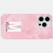 モダンピンク大理石の水彩モノグラム Case-Mate iPhoneケース (裏面 (横))