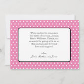 モダンピンク女の子!ベビー誕生発表 案内状 (裏面)