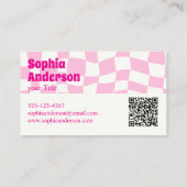 モダンピンク市松模様にパターン名刺 名刺 (裏面)