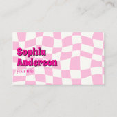 モダンピンク市松模様にパターン名刺 名刺 (正面)