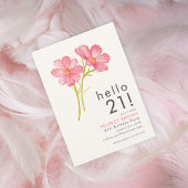 モダンピンク水彩フローラ21歳 招待状