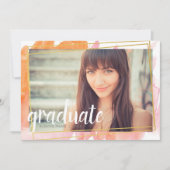 モダンピンク水彩大学院招待状 招待状 (正面)