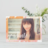 モダンピンク水彩大学院招待状 招待状 (スタンド正面)