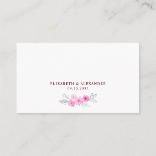 モダンピンク灰色の水色の花春の結婚式 エンクロージャーカード (裏面)