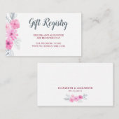 モダンピンク灰色の水色の花春の結婚式 エンクロージャーカード (正面/裏面)