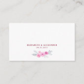 モダンピンク灰色の水色の花春の結婚式 エンクロージャーカード (裏面)