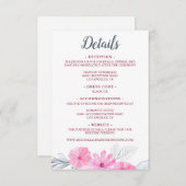 モダンピンク灰色の水色の花春の結婚式 エンクロージャーカード (正面/裏面)