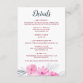 モダンピンク灰色の水色の花春の結婚式 エンクロージャーカード (正面)