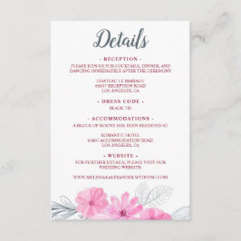 モダンピンク灰色の水色の花春の結婚式 エンクロージャーカード