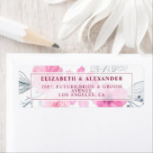 モダンピンク灰色の水色の花春の結婚式 ラベル (インサイチュ)