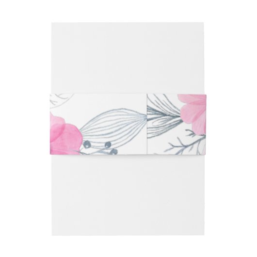 モダンピンク灰色の水色の花春の結婚式 招待状ベリーバンド (裏面例)