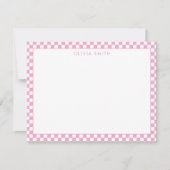 モダンピンク白市松模様に ノートカード (正面)