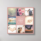 モダンピンク素朴アンパサンド結婚の写真コラージュ キャンバスプリント (正面)