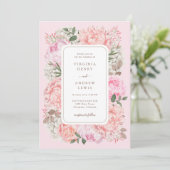 モダンピンク結婚牡丹 招待状 (スタンド正面)
