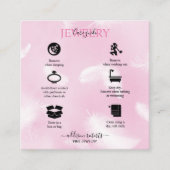 モダンピンク羽ジュエリー気に スクエア名刺 (正面)