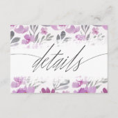 モダンピンク色のフローラ結婚の詳細 エンクロージャーカード (正面)