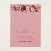 モダンピンク色フローライヤリング表示カード (裏面)