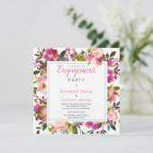 モダンピンク色フローラ婚約パーティ 招待状 (スタンド正面)