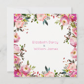 モダンピンク色フローラ婚約パーティ 招待状 (裏面)