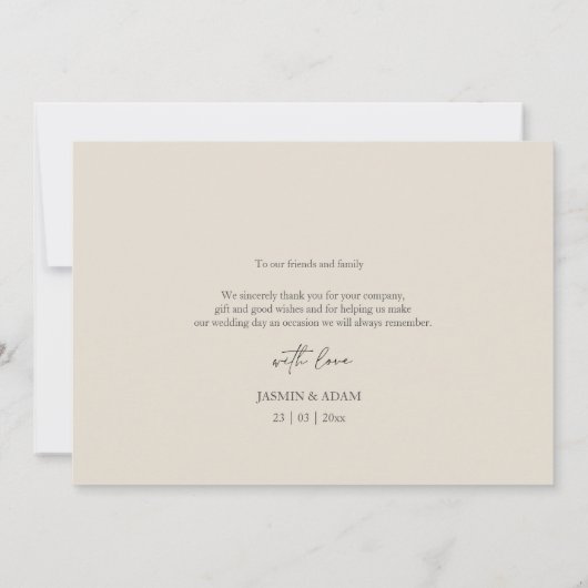 モダンピンク蝶フローラ結婚写真 サンキューカード (裏面)