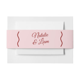 モダンピンク赤はっきりしたレトロファンキーユニーク結婚s 招待状ベリーバンド