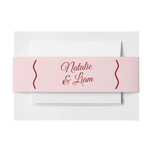 モダンピンク赤はっきりしたレトロファンキーユニーク結婚s 招待状ベリーバンド (正面例)