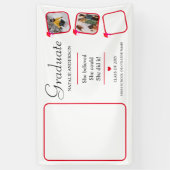 モダンピンク赤白写真卒業 横断幕 (縦)