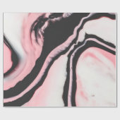 モダンピンク黒色彩の鮮やか大理石模様 ラッピングペーパー (フラット)