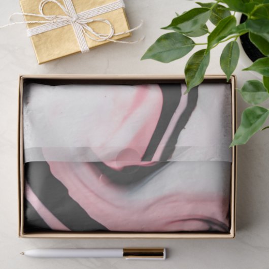 モダンピンク黒色彩の鮮やか大理石模様 薄葉紙 (ギフト)