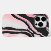 モダンピンク黒色彩の鮮やか大理石模様 Case-Mate iPhoneケース (裏面 (横))