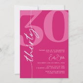 モダンピンク30歳の誕生日パーティー 招待状 (正面)