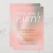 モダンピンク40歳の誕生日パーティー 招待状 (正面/裏面)