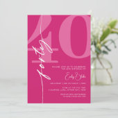 モダンピンク40歳の誕生日パーティー 招待状 (スタンド正面)