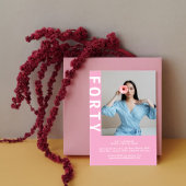 モダンピンク40歳の誕生日招待状 招待状