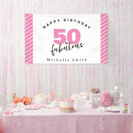 モダンピンク50素晴らしい50th誕生日パーティー 横断幕