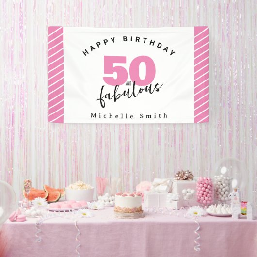 モダンピンク50素晴らしい50th誕生日パーティー 横断幕 (パーティー)