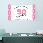 モダンピンク50素晴らしい50th誕生日パーティー 横断幕 (トレードショー)