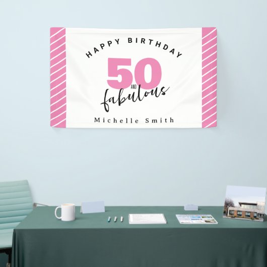 モダンピンク50素晴らしい50th誕生日パーティー 横断幕 (トレードショー)
