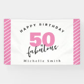 モダンピンク50素晴らしい50th誕生日パーティー 横断幕 (横)