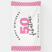 モダンピンク50素晴らしい50th誕生日パーティー 横断幕 (縦)