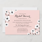 モダンピンク グレー ブラック アネモネ | ブライダルシャワー 招待状 (正面)