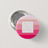 モダンピンク&ゴールド50歳の誕生日おめでとう 缶バッジ (正面&裏面)