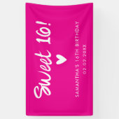 モダンピンク スウィート16 誕生日 横断幕 (縦)