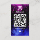 モダンピンク&ブルーInstagramQRコードソーシャルメディア 名刺 (裏面)