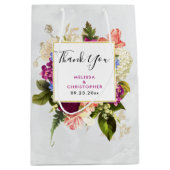 モダンピンク&ホワイトフローラブーケ結婚ーズ ミディアムペーパーバッグ (正面)