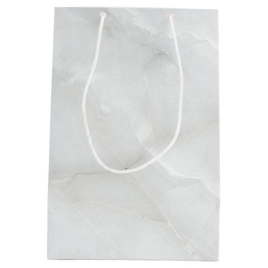 モダンピンク&ホワイトフローラブーケ結婚ーズ ミディアムペーパーバッグ (裏面)